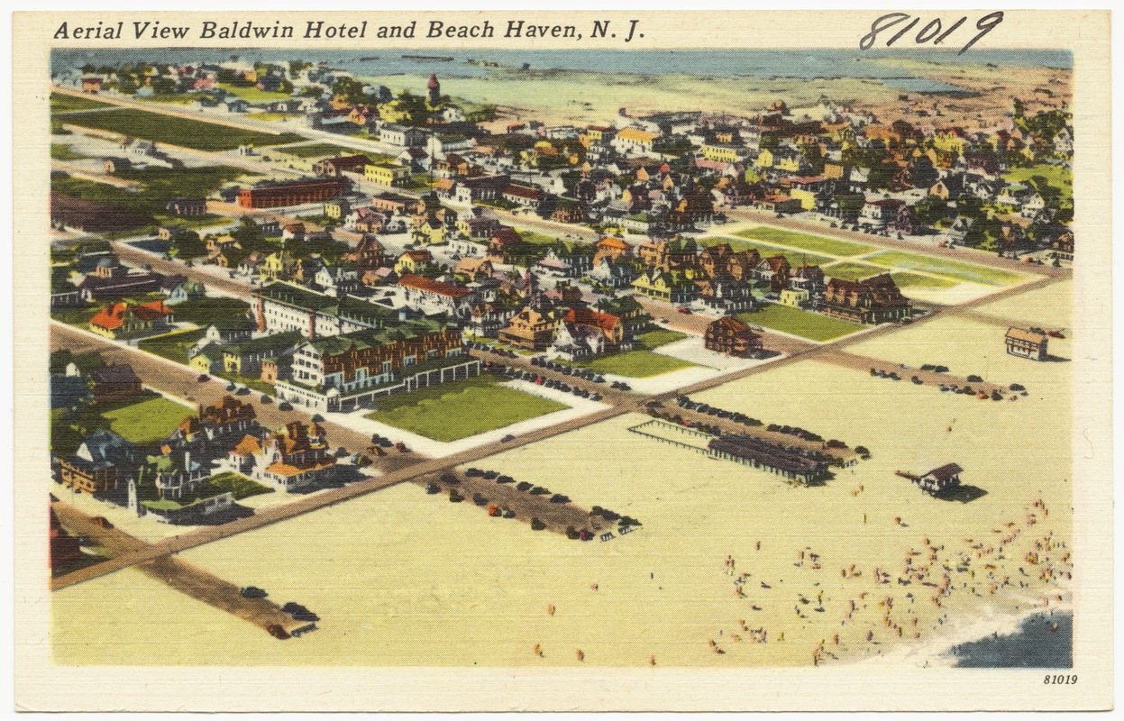 Aerial view of Baldwin Hotel and Beach Haven, N. J.