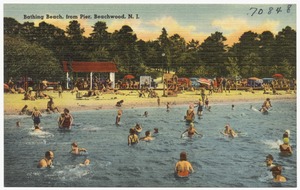 Bathing beach, from pier, Beachwood, N. J.