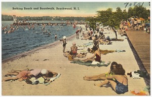 Bathing beach and boardwalk, Beachwood, N. J.