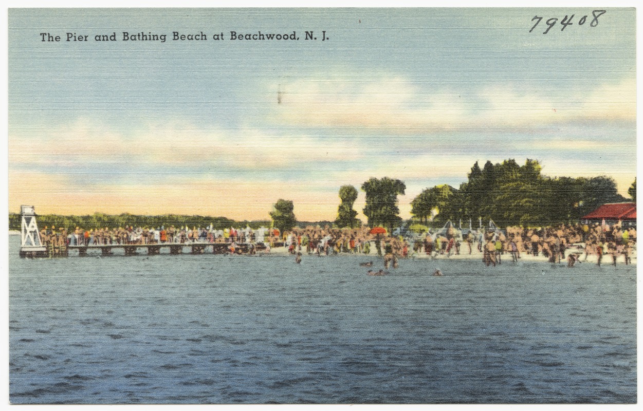 The pier and bathing beach at Beachwood, N. J. - Digital Commonwealth