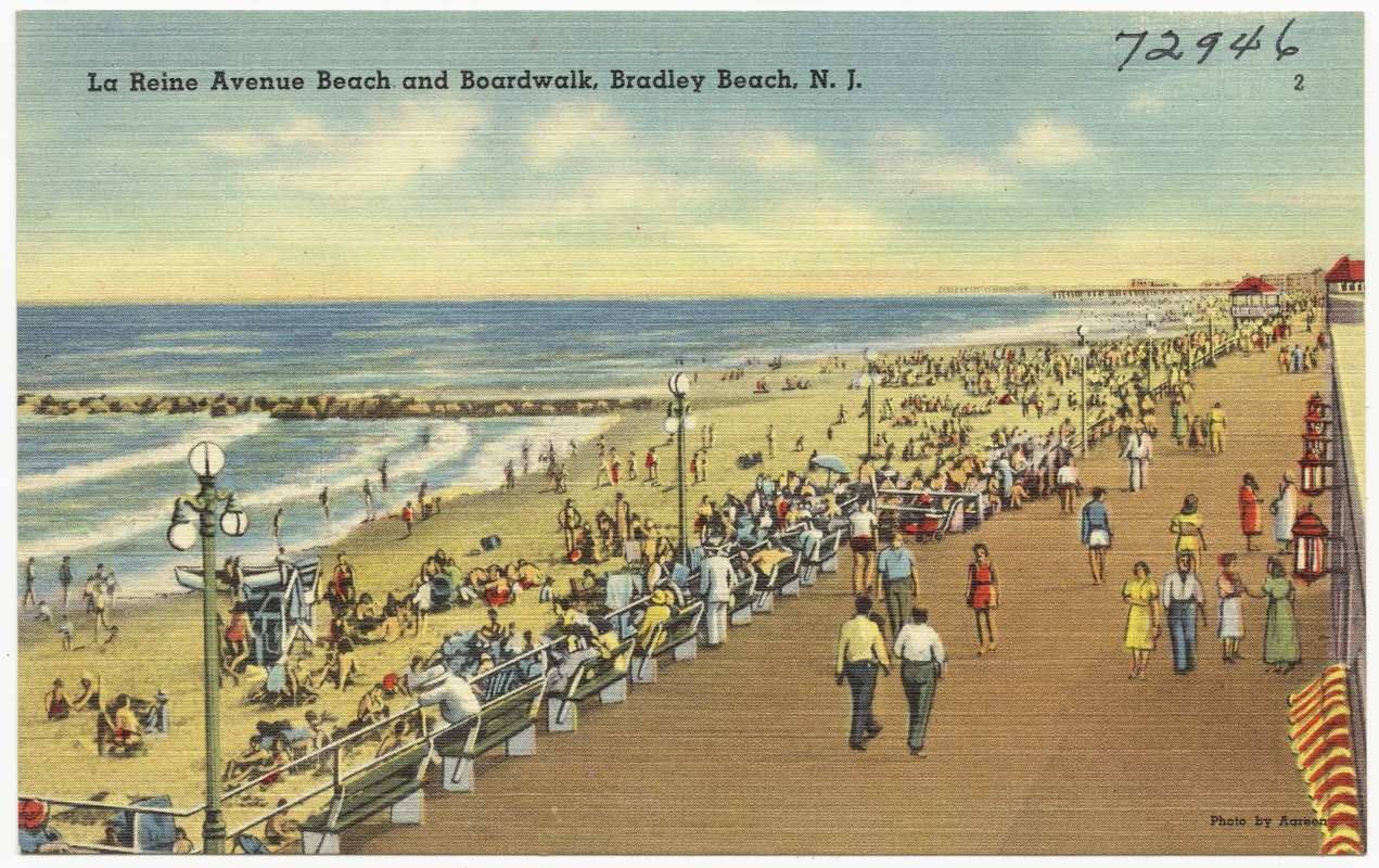 La Reine Avenue beach and boardwalk, Bradley Beach, N. J.