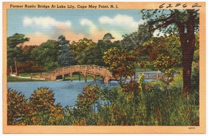 Former rustic bridge at Lake Lily, Cape May Point, N. J.