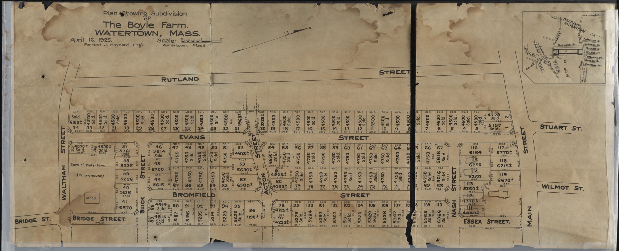 Plan showing subdivision of the Boyle Farm. Watertown, Mass.