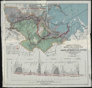 Metropolitan Water and Sewerage Board map showing South Metropolitan System with extension of high level sewer above Jamaica Plain.