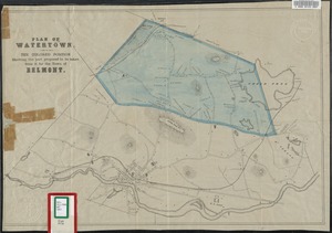 Plan of Watertown. the colored portion showing the part proposed to be taken from it for the town of Belmont.