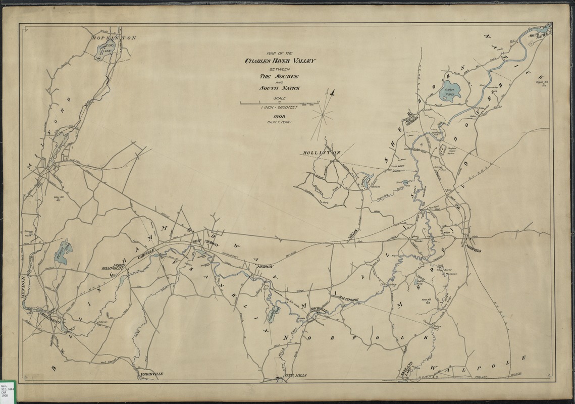 Map of the Charles River Valley between the source and South Natick