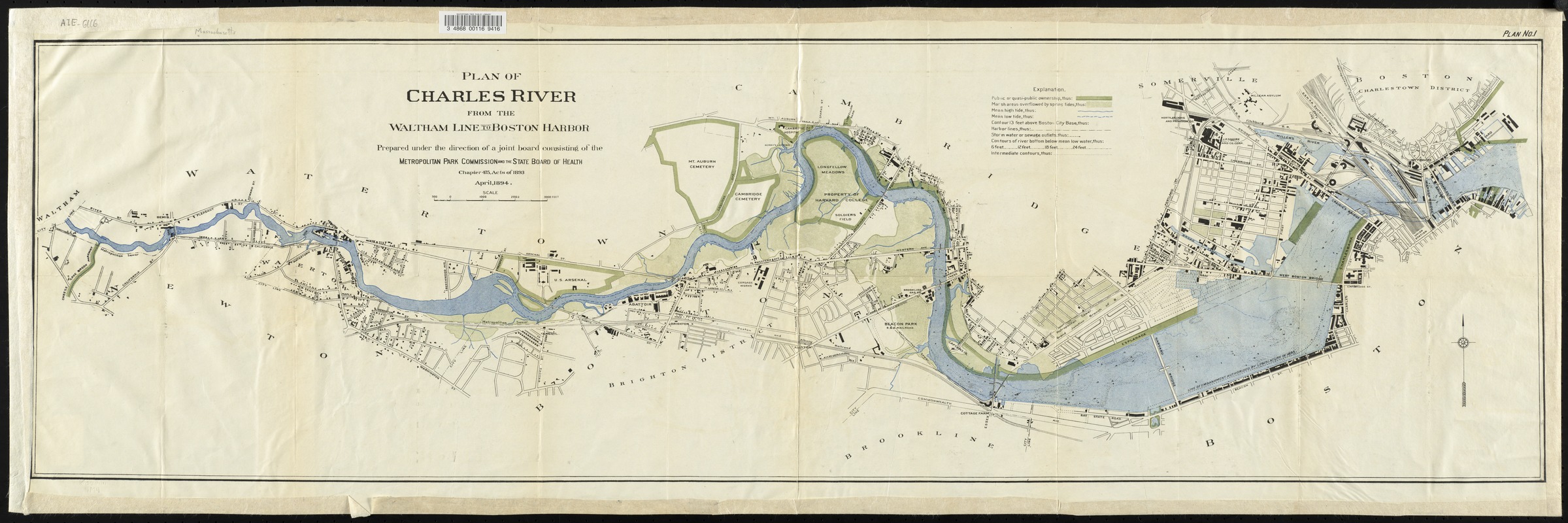 Plan of Charles River from the Waltham line to Boston Harbor