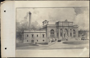 Distribution Department, Northern High Service Spot Pond Pumping Station, architect's rendering of a proposed design; submitted by (not known), Stoneham, Mass., ca. 1898