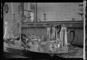 Robson House, Salem, interior, silver tea set