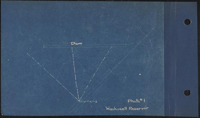 Sketch showing camera position and angle for landscape below Wachusett Dam from railroad trestle, Clinton, Mass., Sep. 15, 1929