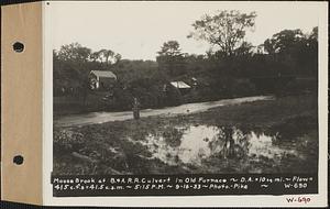 Moose Brook, At Boston and Albany Railroad culvert in Old Furnace, drainage area = 10 square miles, flow = 415 cubic feet per second = 41.5 cubic feet per second per square mile, Hardwick, Mass., 5:15 PM, Sep. 16, 1933