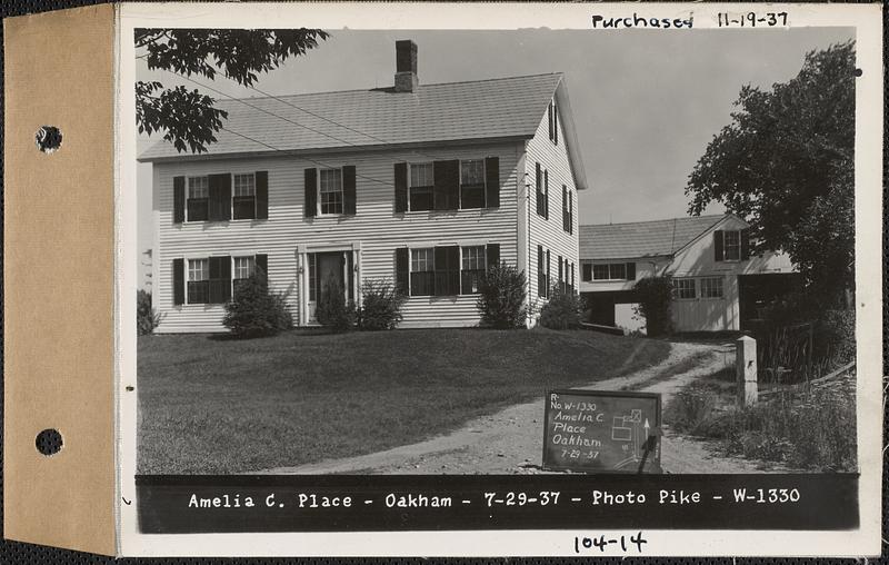 Amelia C. Place, house, Oakham, Mass., Jul. 29, 1937 - Digital Commonwealth