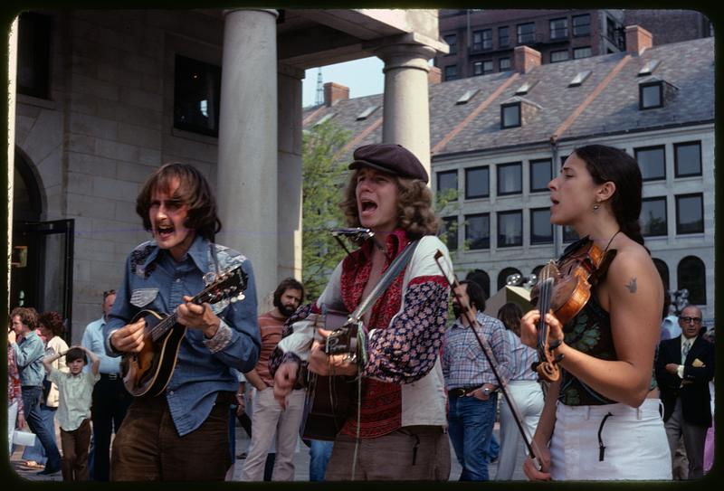 Street musicians, Quincy Market, Boston Digital Commonwealth