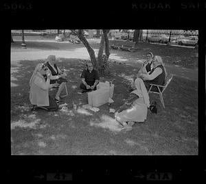 Priest and nuns have picnic on The Common, Boston