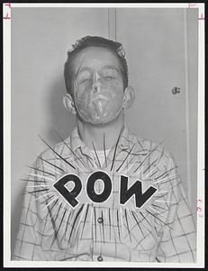 Bubble-Gum Champ Jimmy Hatcher, 12, of Farnum street, Quincy, gives blow-by-blow lessons on blowing bubbles. Left to right, Jimmy shows how to prepare ammunition, how to insert properly in mouth, proper preparation to insure flexibility of gum. At far right, the Champ exhales deeply, getting pressure for what's to follow. Photos at right show the finished product.