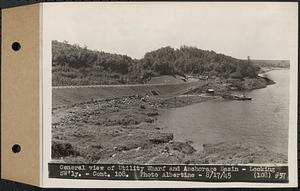 Contract No. 108, Utility Wharves, Quabbin Reservoir, Ware, general view of utility wharf and anchorage basin, looking southwesterly, Ware, Mass., Aug. 17, 1945