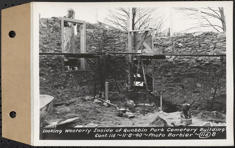 Contract No. 116, Quabbin Park Cemetery Building, Ware, looking westerly inside of Quabbin Park Cemetery building, Ware, Mass., Nov. 8, 1940