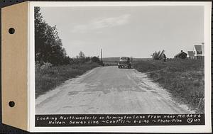 Contract No. 71, WPA Sewer Construction, Holden, looking northwesterly on Armington Lane from near manhole 4A-11-6, Holden Sewer Line, Holden, Mass., Jun. 6, 1940