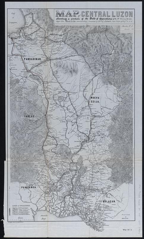 Map of central Luzon, showing a portion of the field of operations of the 8th Army Corps., Major Gen. Elwell S. Otis, commanding