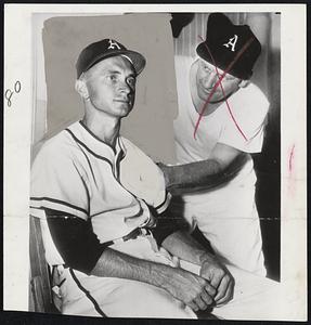 No Hocus Pocus but a chest massage is the treatment being administered Philadelphia Athletics ace Bobby Schantz by trainer Packy Schwartz. It worked as the tiny Southpaw went out and won his 16th game, downing the St. Louis Browns.