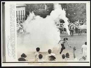 Disperse dissenters-- Police use tear gas to break up crowds of protesters on the fringe of the Honor America Day entertainment program tonight on the Washington Monument grounds.