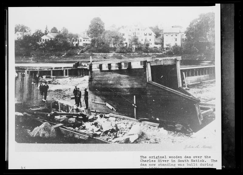 The original wooden dam over the Charles River in South Natick ...