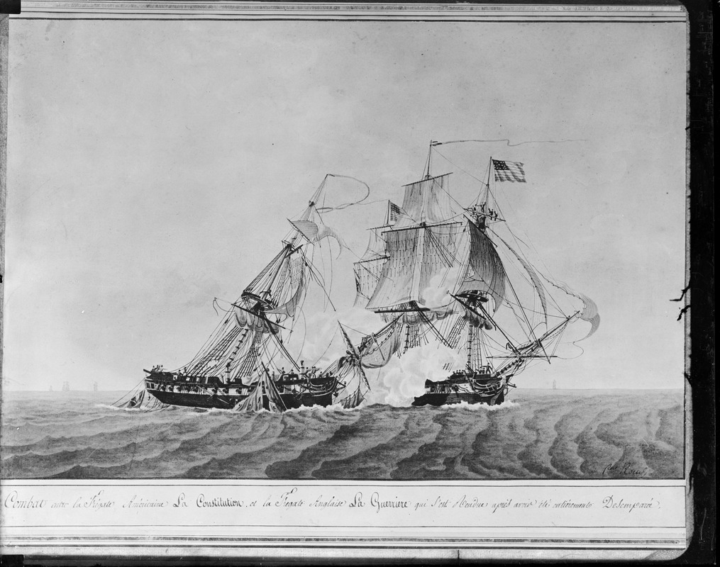 Painting of battle between USS Constitution and La Guerriere