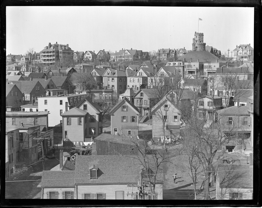 Bird's eye view of Prospect Hill from Union Square Fire Station tower, Somerville