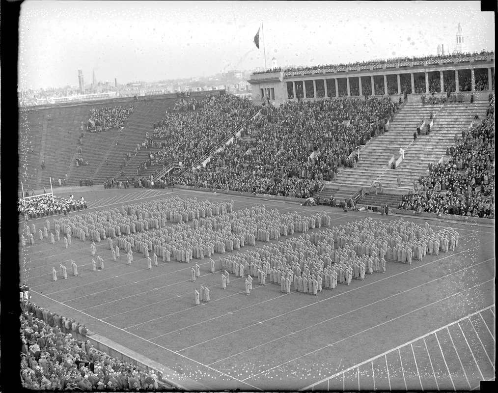 West Point cadets inside of Harvard Stadium