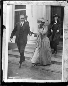 Mrs. George Dewey leaving White House after congratulating President Coolidge