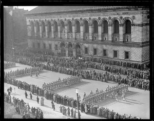 West Point cadets parade past Boston Public Library in Copley Square