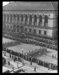 West Point cadets parade past Boston Public Library in Copley Sq.