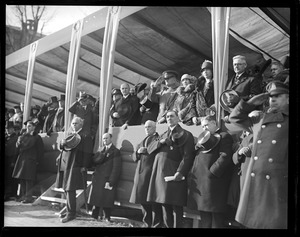 Gen. Pershing salutes from reviewing stand, Boston