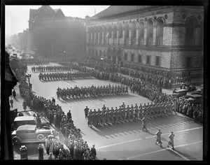 West Point cadets in Boston, in front of Boston Public Library