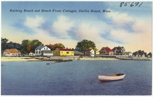 Bathing beach and beach front cottages, Swifts Beach, Mass.