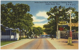 Swifts Beach Road and entrance to bathing beach, Swifts Beach, Mass.