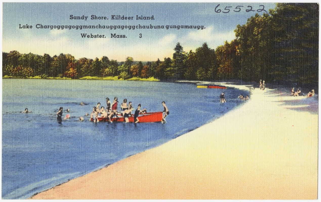 Sandy Shore, Killdeer Island, Lake Chargoggagoggmanchauggagoggchaubunagungamaugg, Webster, Mass.