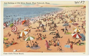 Surf bathing at Old Silver Beach, West Falmouth, Mass., Cape Cod's finest beach.