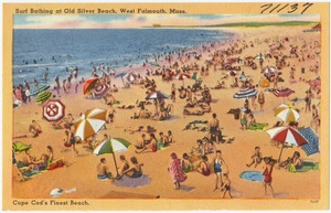 Surf bathing at Old Silver Beach, West Falmouth, Mass., Cape Cod's finest beach.