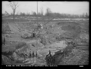 Wachusett Reservoir, South Dike, excavating at southerly end, Boylston; Clinton, Mass., Mar. 9, 1904