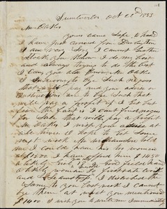 A. J. McElveen, Sumterville, S.C., autograph letter signed to Ziba B. Oakes, 22 October 1853