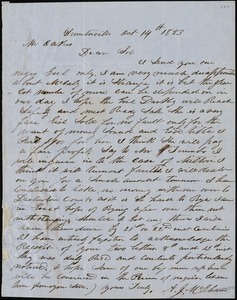 A. J. McElveen, Sumterville, S.C., autograph letter signed to Ziba B. Oakes, 14 October 1853