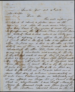 A. J. McElveen, Sumter District, S.C., autograph letter signed to Ziba B. Oakes, 10 October 1853