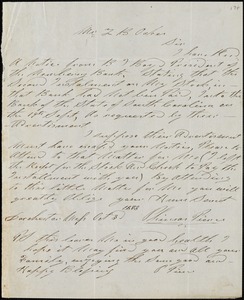 Phineas Pierce, Dorchester, Mass., autograph letter signed to Ziba B. Oakes, 3 October 1853