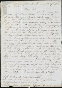 A. J. McElveen, Darlington Court House, S.C., autograph letter signed to Ziba B. Oakes, 29 August 1853