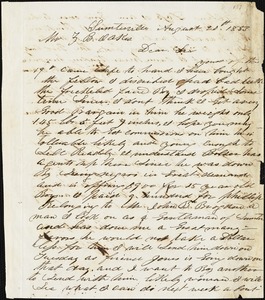A. J. McElveen, Sumterville, S.C., autograph letter signed to Ziba B. Oakes, 20 August 1853
