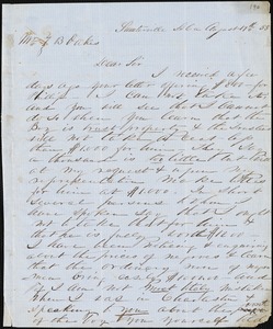 J.J. Richardson, Sumterville, S.C., autograph letter signed to Ziba B. Oakes, 17 August 1853