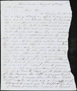 A. J. McElveen, Sumterville, S.C., autograph letter signed to Ziba B. Oakes, 10 August 1853