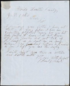 Samuel G. Robuck, Hamilton So., Fla., autograph note signed to Ziba B. Oakes