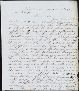 A. J. McElveen, Sumterville, S.C., autograph letter signed to Ziba B. Oakes, 4 August 1853